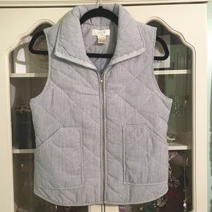 Peach Love Seersucker Vest, Sz Small, Light Blue